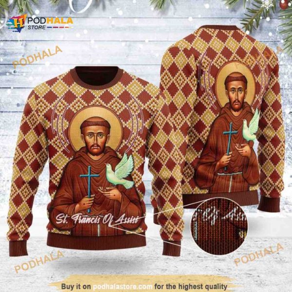 Saint Francis Of Assisi Funny Ugly Christmas Sweater, Xmas Gifts