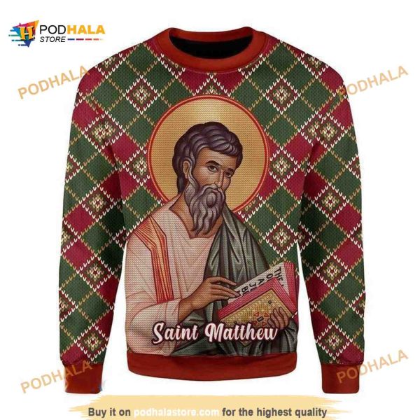 Saint Matthew Reading Book All Over Printed Sweater