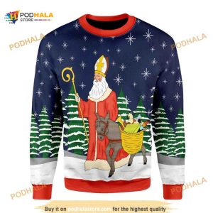 Saint Nicholas All Over Printed Funny Ugly Christmas Sweater