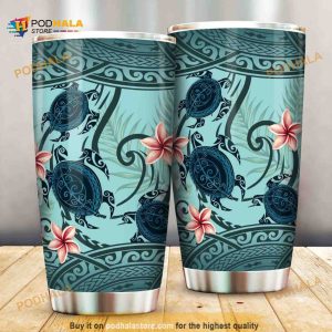 Samoa Polynesian Turtle Plumeria Stainless Steel Cup Coffee Tumbler