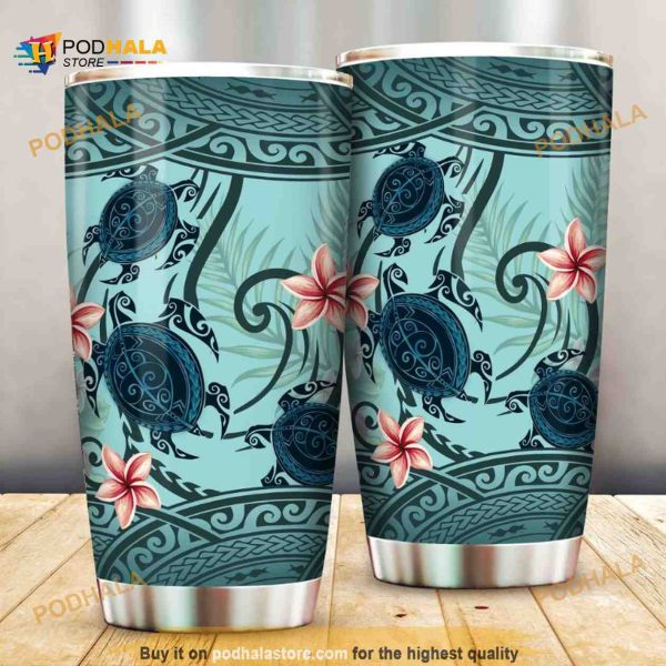 Samoa Polynesian Turtle Plumeria Stainless Steel Cup Coffee Tumbler