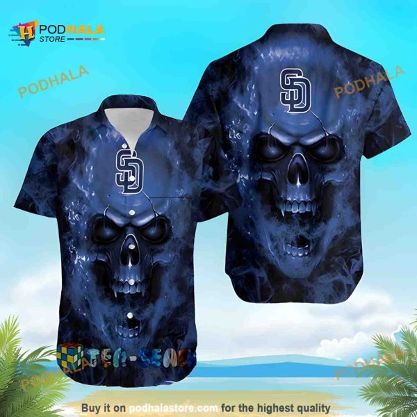 San Diego Padres MLB Hawaiian Shirt, Skull Smoke Pattern Aloha Shirt