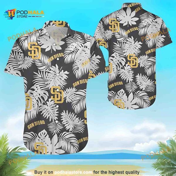 San Diego Padres MLB Hawaiian Shirt, White Tropical Leaves Aloha Shirt