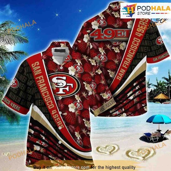 San Francisco 49ers NFL Football With Tropical Flower Pattern Hawaiian Shirt For Fans