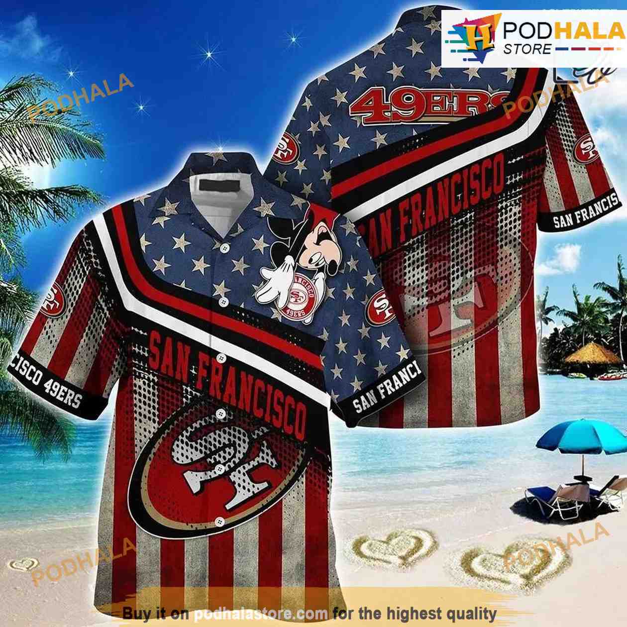 San Francisco 49ers NFL Hawaiian Shirt Mickey American Flag