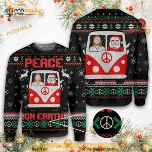 Santa And Jesus Peace On Earth All Over Printed Sweater