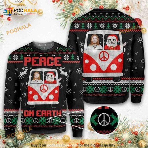 Santa And Jesus Peace On Earth All Over Printed Sweater