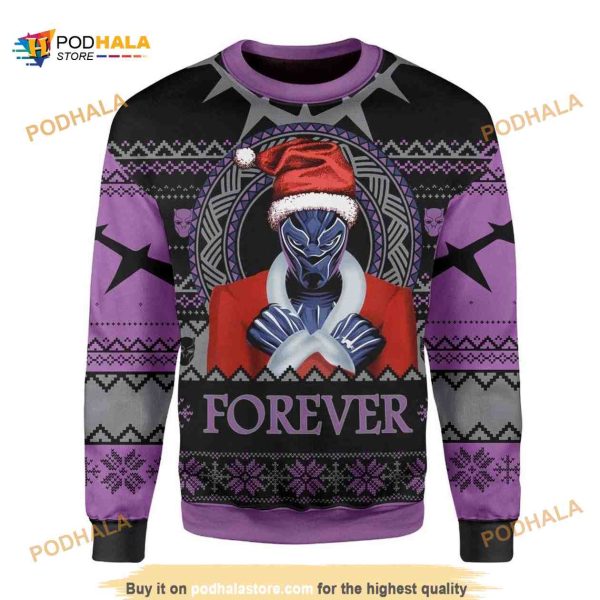 Santa Black Panther Wankada All Over Printed Funny Ugly Christmas Sweater