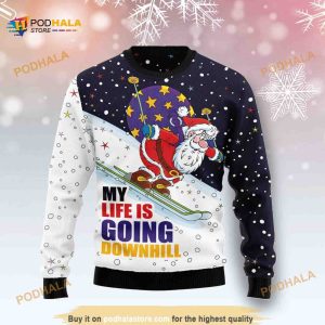 Santa Claus Ski All Over Printed Funny Ugly Sweater