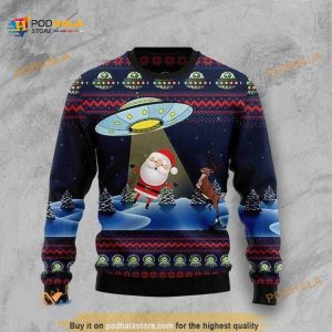 Santa Claus With UFO All Over Printed Funny Ugly Sweater