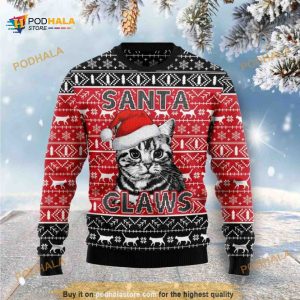 Santa Claws Cat All Over Printed Funny Ugly Sweater