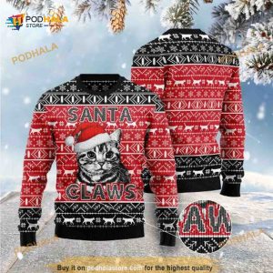 Santa Claws Cat Christmas Wool Knitted Funny Ugly Sweater