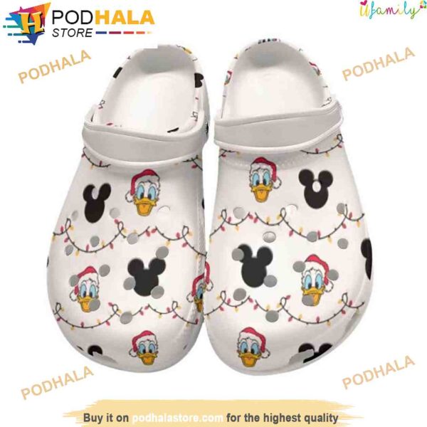 Santa Donald Duck Mickey Head Christmas Lights 3D Funny Crocs