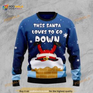 Santa Goes Down All Over Printed Funny Ugly Sweater