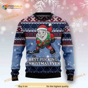 Santa Hockey All Over Printed Funny Ugly Sweater
