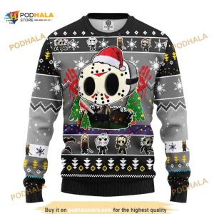 Santa Jason Voorhees Merry Xmas Ugly Christmas Funny Ugly Sweater