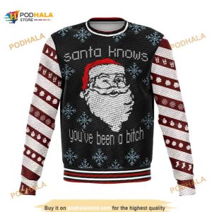 Santa Knows All Over Printed Funny Ugly Sweater