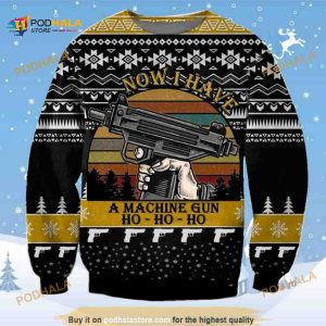 Santa Now I Have A Machine Gun Ho-Ho-Ho Wool Knitted Christmas Funny Ugly Sweater