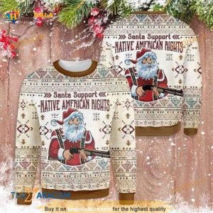 Santa Support Native American Rights All Over Printed Funny Ugly Sweater