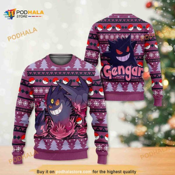 Scary Gengar Pokemon Anime Ugly Christmas Sweater