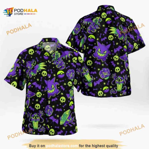 Scary Pokemon Gengar Halloween 3d Hawaiian Shirt