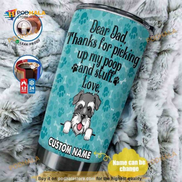 Schnauzer Fathers Day Personalized Gift Travel Coffee Tumbler