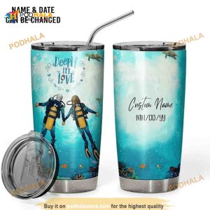 Scuba Diving Deeply In Love Ocean Custom Name Coffee Tumbler