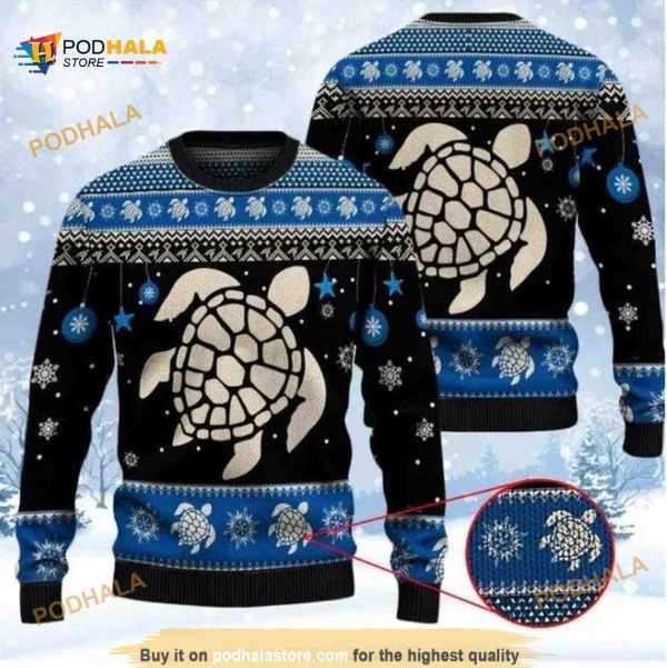 Sea Turtle Winter Christmas Wool Funny Ugly Christmas Sweater