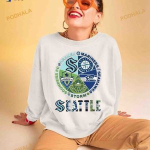 Seattle Kraken Mariners Storm Sounders Seahawks 2023 Shirt 2