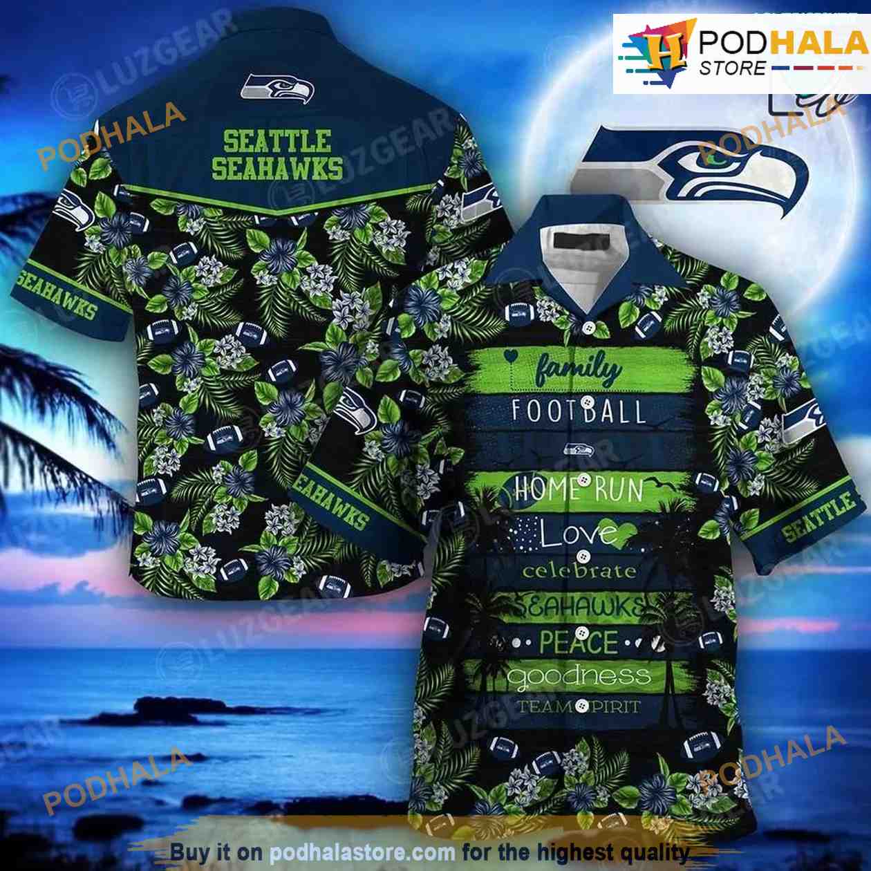 Seattle seahawks Custom Name NFL Hawaiian Shirt And Shorts Gift