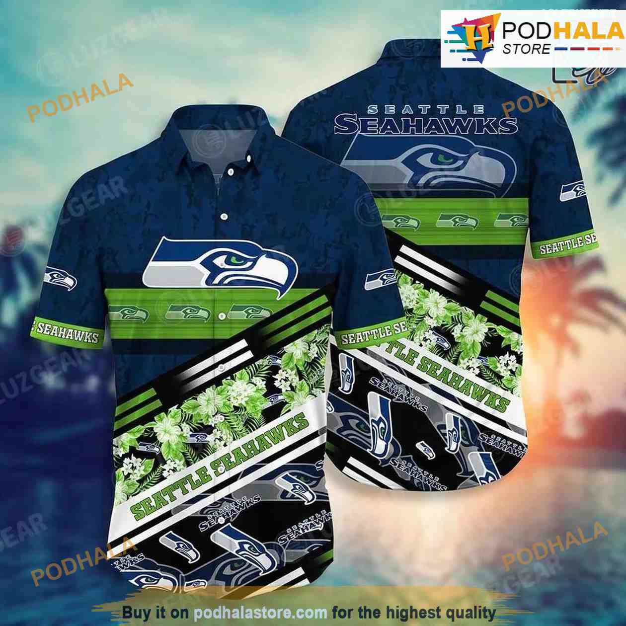 Seattle seahawks Tropical Skull NFL Design 6 Beach Hawaiian Shirt