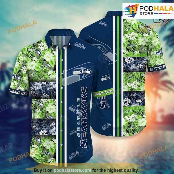 Seattle Seahawks NFL Tropical Patterns Hawaiian Shirt, Beach Shirt Summer Gifts