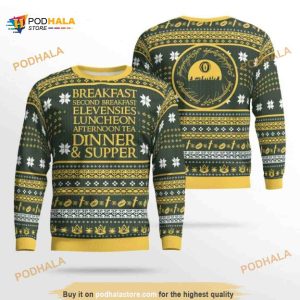Second Breakfast Elevensies Luncheon Afternoon Tea Dinner And Supper Ugly Xmas Wool Sweater