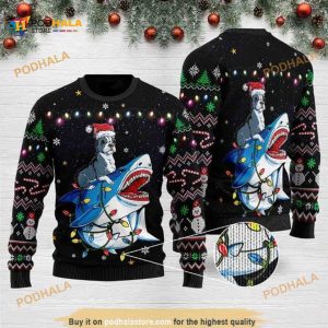 Shark Boston Terrier Dog Wool Funny Ugly Christmas Sweater