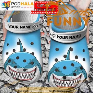 Shark Face Custom 3D Funny Crocs With Name