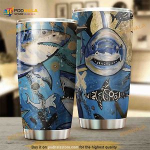 Shark Ocean Gift Travel Coffee Tumbler All Over Print