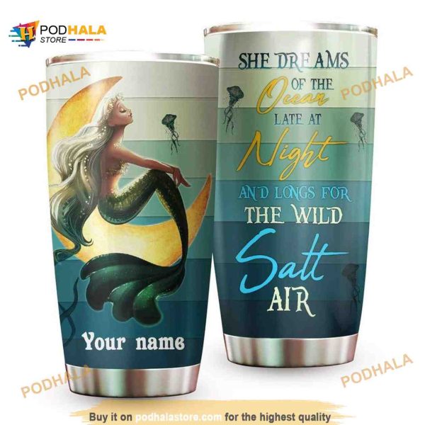 She Dreams Of The Ocean Late At Night Personalized Ocean Coffee Tumbler