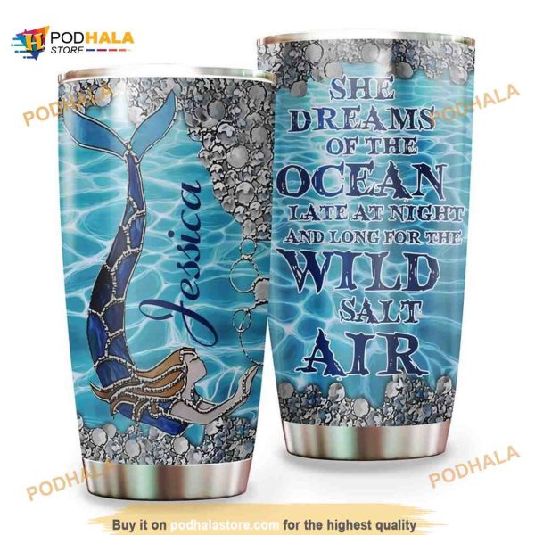 She Dreams Of The Ocean Personalized Ocean Coffee Tumbler