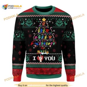 Sign Language Christmas Tree Ugly I Love You Ugly Wool Sweater