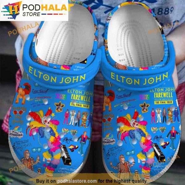 Singer Elton John Music Blue 3D Funny Crocs Clog Shoes