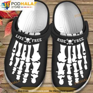Skeleton Foot Tattoos Ride Free Clog Birthday Gift For Son 3D Funny Crocs Clog Shoes