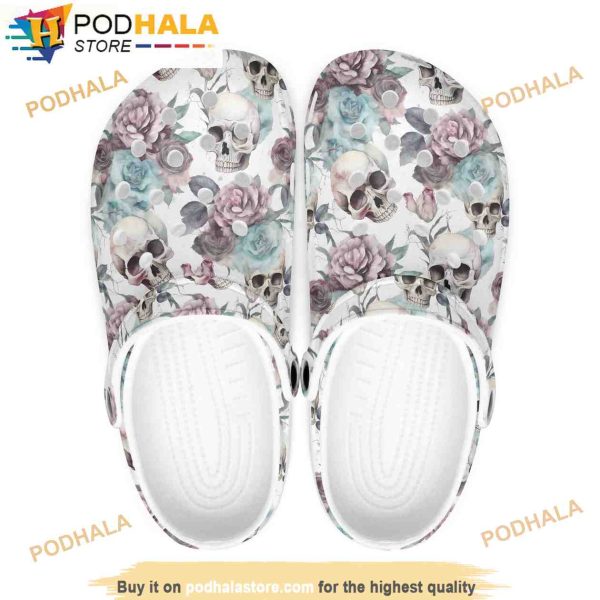 Skull And Flower Bone 3D Funny Crocs