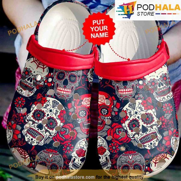Skull And Rose 3D Funny Crocs