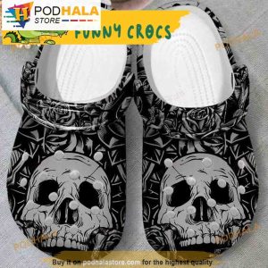 Skull And Rose Bone 3D Funny Crocs
