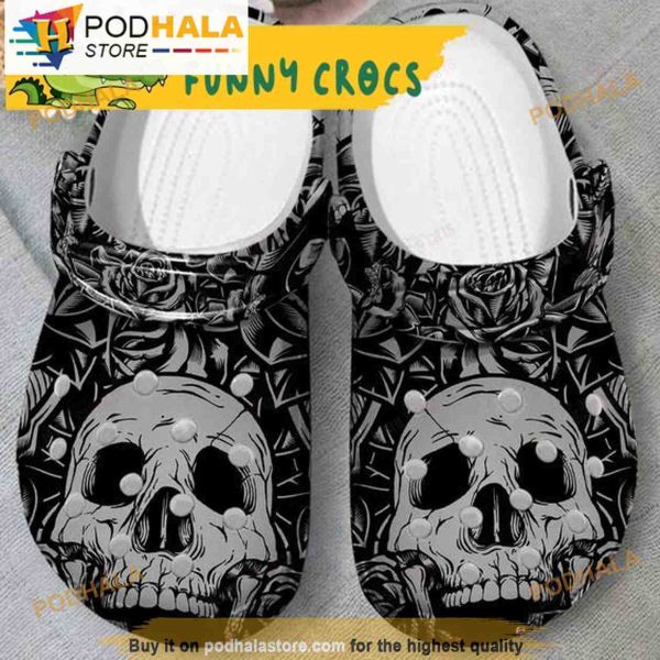 Skull And Rose Bone 3D Funny Crocs