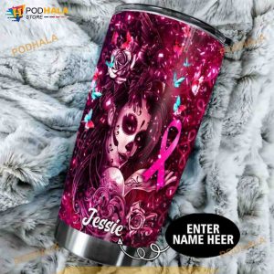 Skull Cancer Personalized Gift Travel Coffee Tumbler