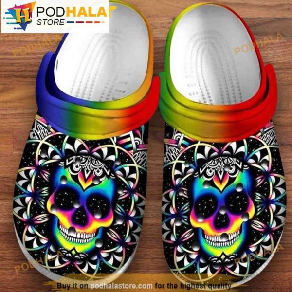 Skull Colorful Printeds Hippie Mandala Bone 3D Funny Crocs