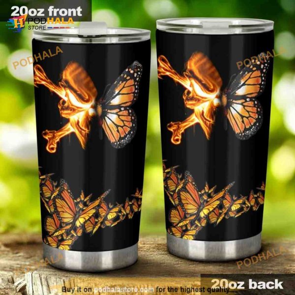 Skull Fire Cross Butterfly Stainless Steel Cup Coffee Tumbler