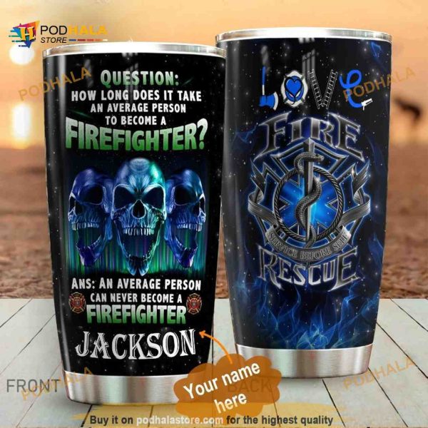 Skull Firefighter Personalized Gift Travel Coffee Tumbler