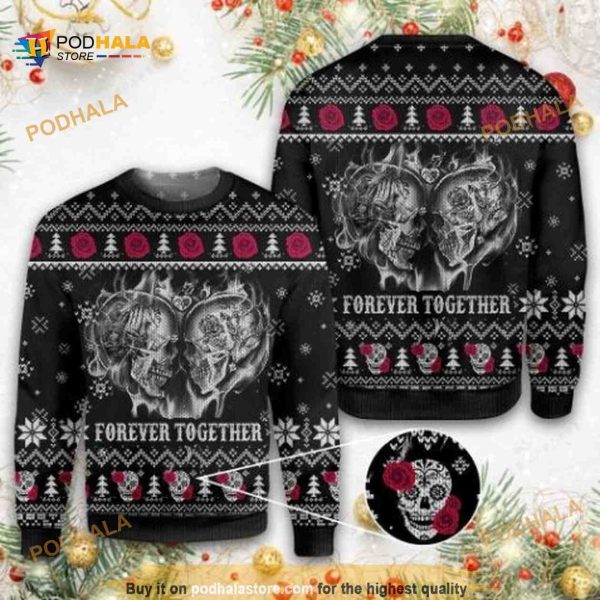 Skull Forever Together Ugly Xmas Wool Sweater